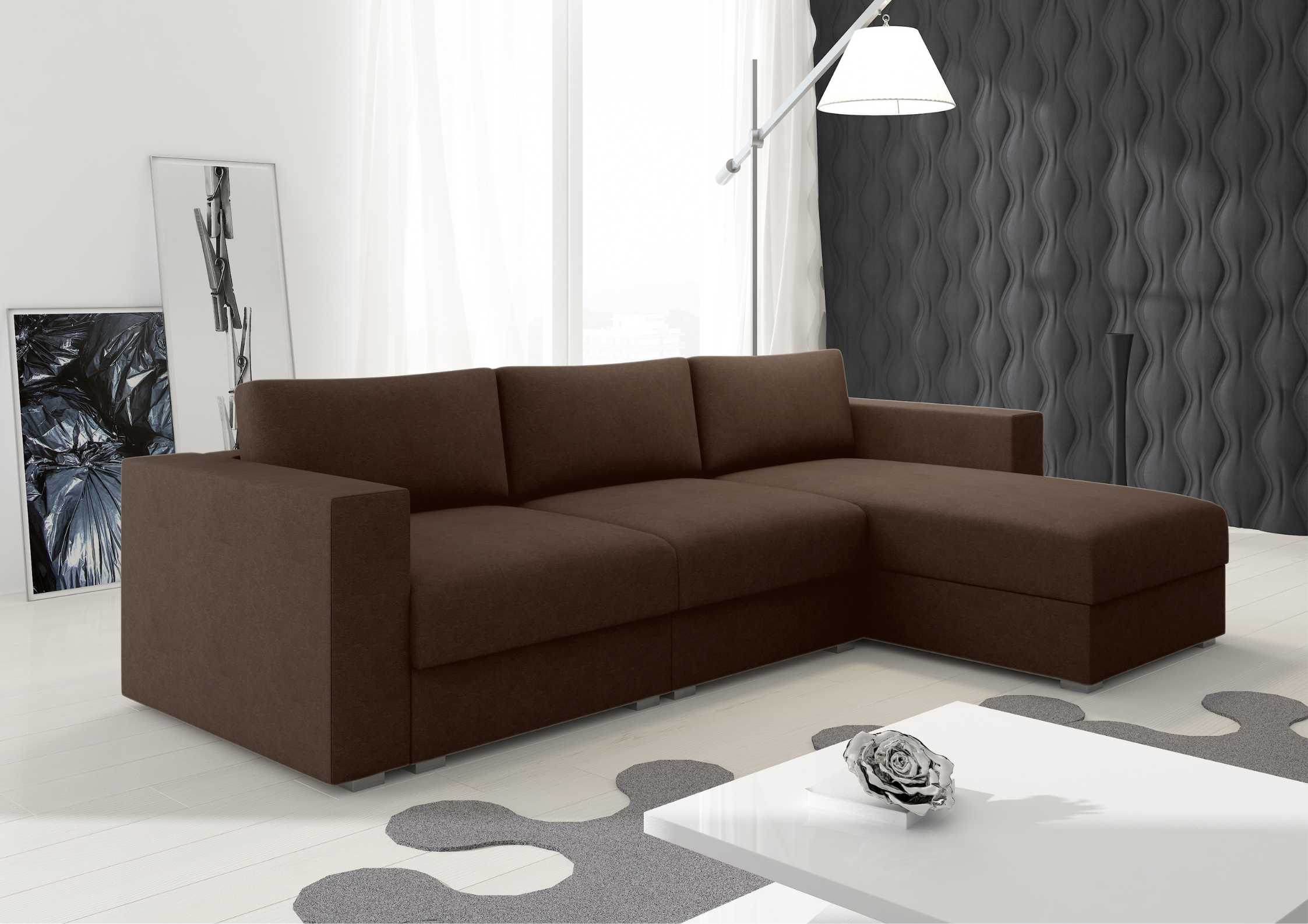 Modułowy narożnik z przeszyciami w kolorze brązowym